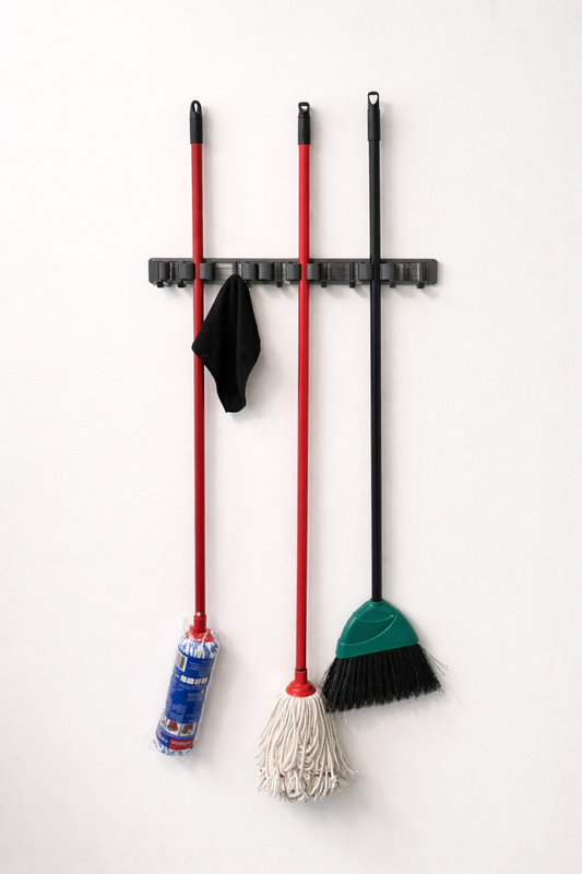 Support mural balais multifonction en aluminium - Rangement moderne